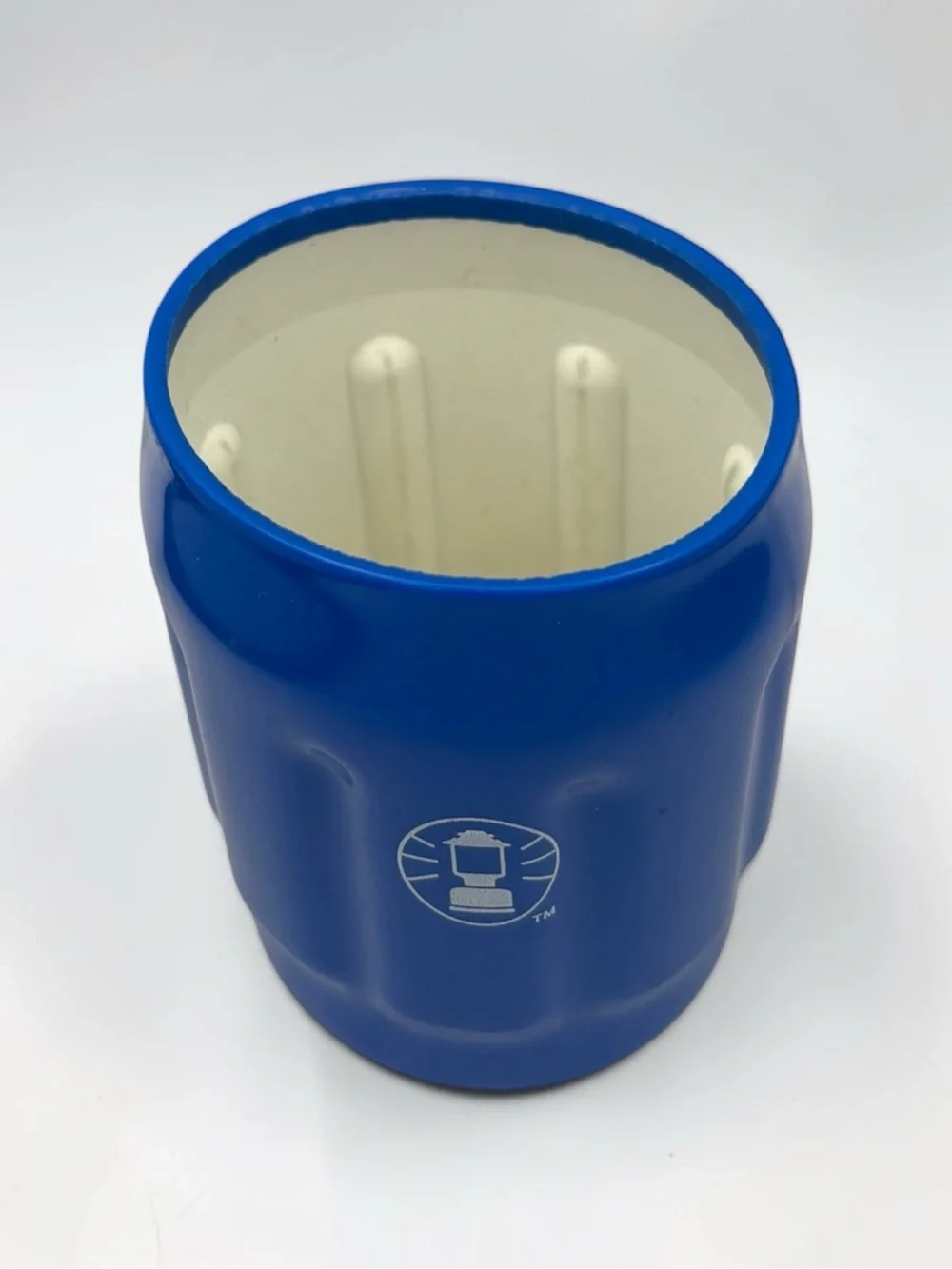 Vintage Coleman Foam Insulated Can Cooler Koozie Blue w/ White Lantern Logo EUC